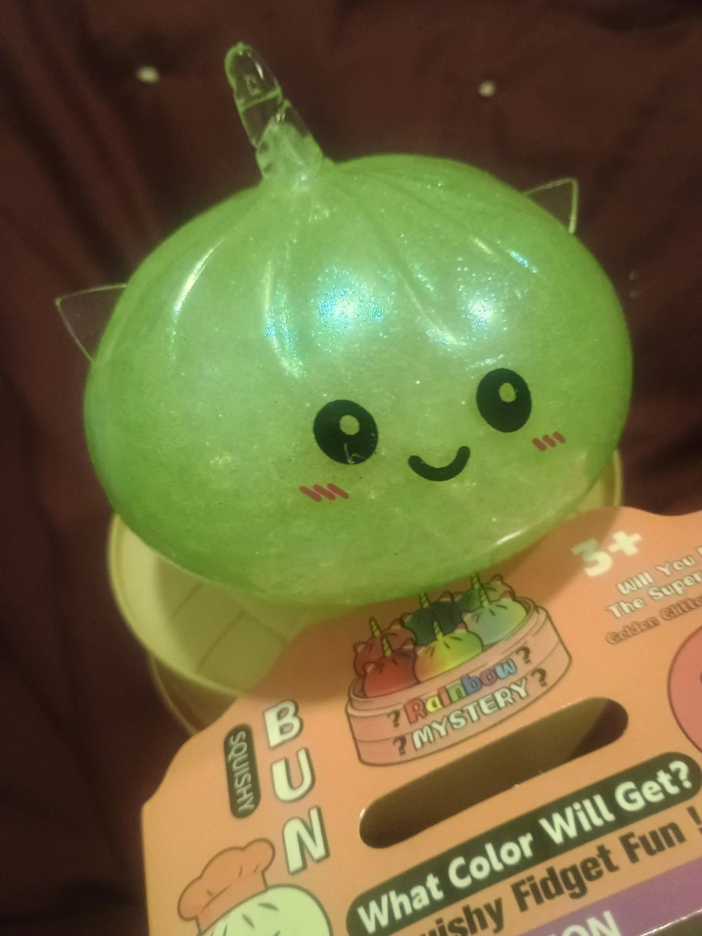Green Sparkle Kawaii Bun Squishy Toy